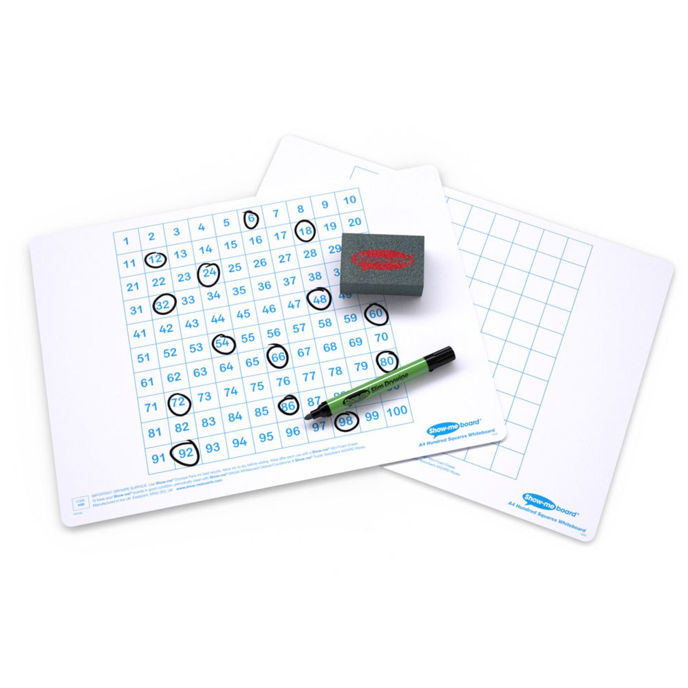 Show-me HSB10 Show-me Hundred Square Mini Whiteboards, Small Pack 10 ...