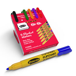 Show-me FCM6A Flipchart Markers - Assorted Pack of 6