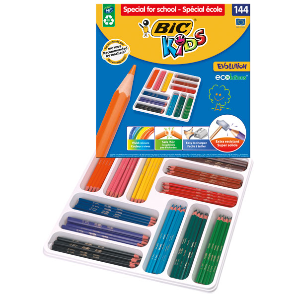 Download BiC Evolution Colouring Pencils Wood Free Class Pack 144 | Rapid Online