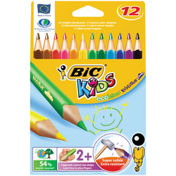 BiC Evolution Triangle Colouring Pencils Wood Free Wallet 12