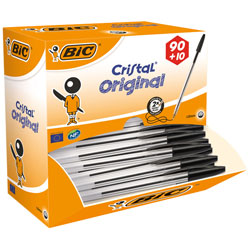 BiC Medium Cristal Black Pen Pack 90 + 10 Free