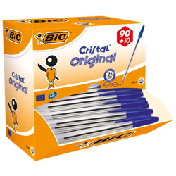 BiC Medium Cristal Blue Pen Pack 90 + 10 Free