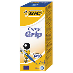 BiC Medium Cristal Pen with Grip Blue Pack 20