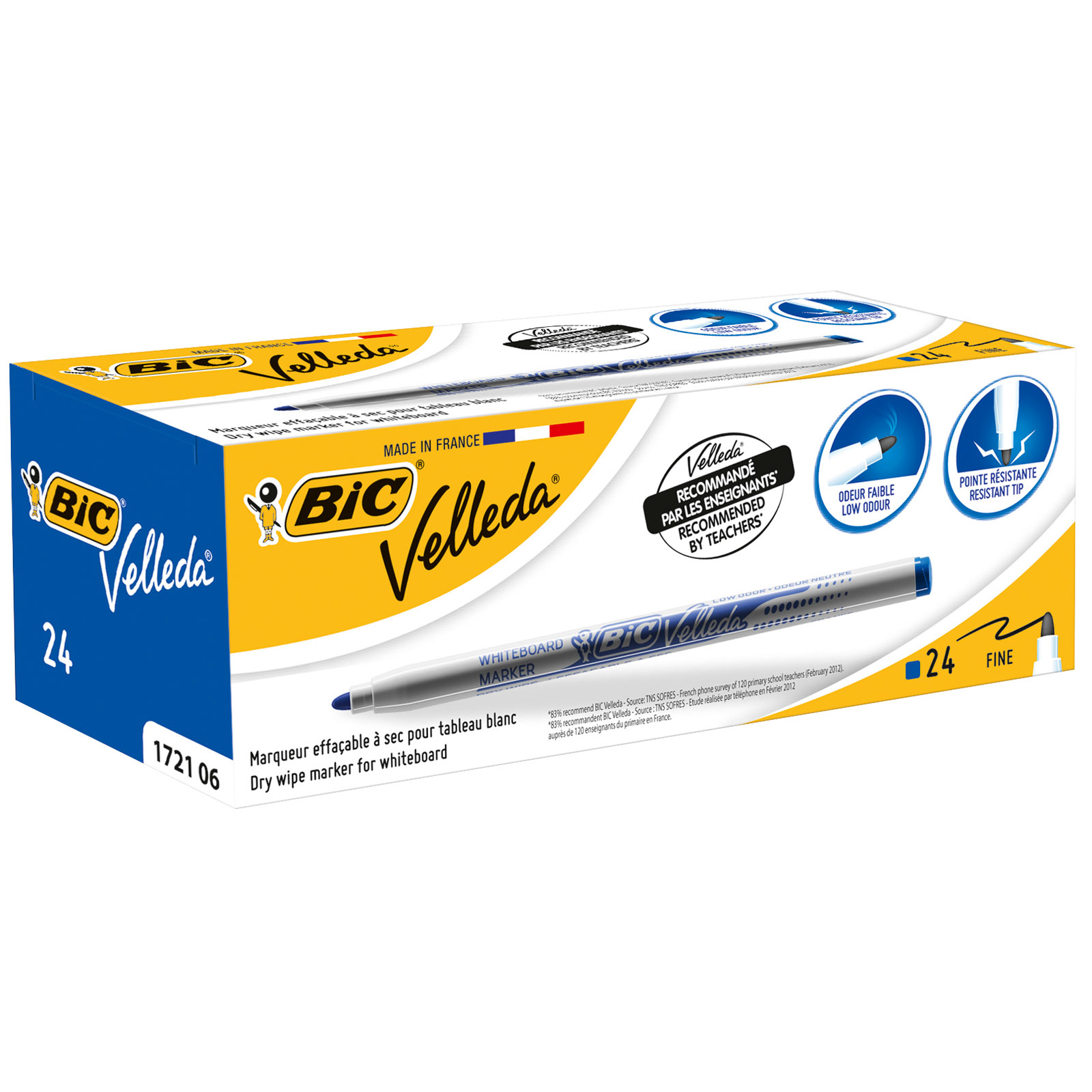 BIC Velleda 1701 Eco Round Tip Whiteboard Pen Blue 12'li Box