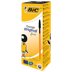 BiC Orange Fine Writing Pen Black Pack of 20
