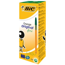 BiC Orange Fine Writing Pen Green Pack of 20