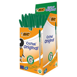 BiC Medium Cristal Green Pens Pack 50