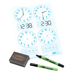 Show-me A4 Clock-faced Boards, Pens and Erasers Class Pack 35
