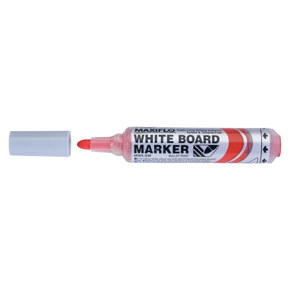 Pentel MWL5M-B Whiteboard Bullet Tip Markers - Red