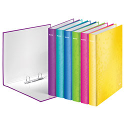 Leitz Ring Binder Laminated WOW A4 2 D-Ring 25mm Assorted