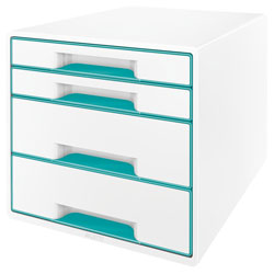 Leitz WOW Drawer Cabinet CUBE 4 Drawer white iceblue