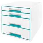 Leitz WOW Drawer Cabinet CUBE 4 Drawer white iceblue