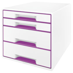 Leitz WOW Drawer Cabinet CUBE 4 Drawer white purple