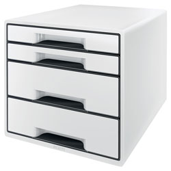 Leitz WOW Drawer Cabinet CUBE 4 Drawer white black