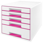 Leitz WOW Drawer Cabinet CUBE 5 Drawer white pink