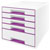 Leitz WOW Drawer Cabinet CUBE 5 Drawer white purple