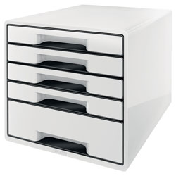 Leitz WOW Drawer Cabinet CUBE 5 Drawer white black