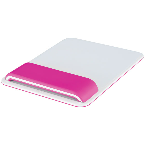 Leitz Tapis de souris ergonomique Ergo WOW - Repose-poignets intégré - Hauteur ajustable - Blanc et Rose