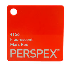Perspex Cast Acrylic Sheet 600 x 400 x 5mm Fluorescent Mars Red