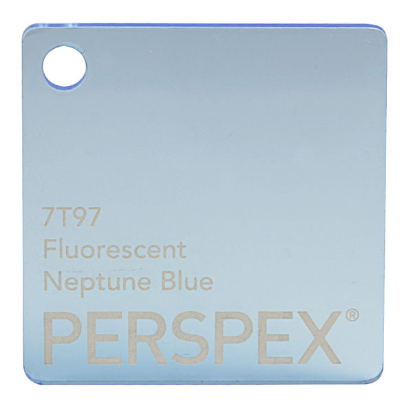 Perspex Cast Acrylic Sheet 1000 X 500 X 3mm Fluorescent Neptune Blue