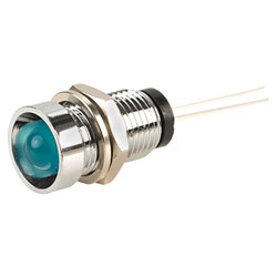 TruOpto Blue 5mm LED Indicator with Chrome Recessed Bezel