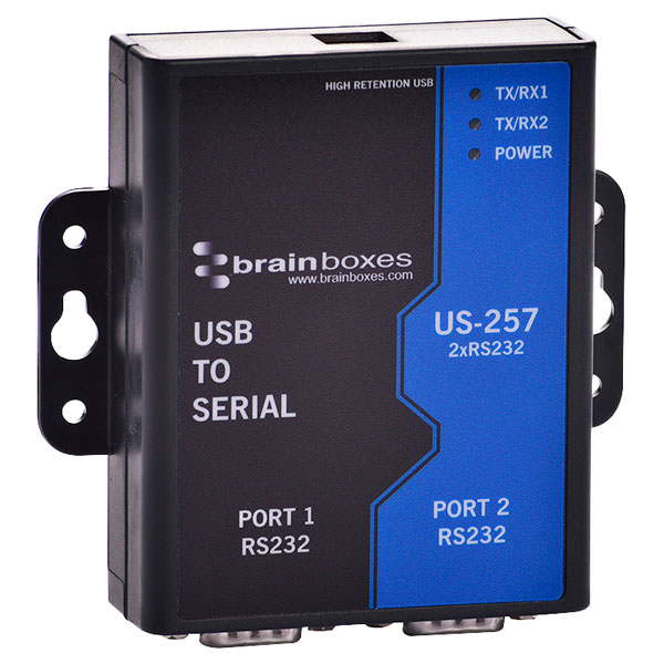 Brainboxes US-257 2 Port RS232 USB to Serial Adapter