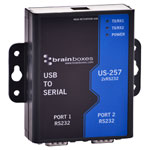 Brainboxes US-257 2 Port RS232 USB to Serial Adapter