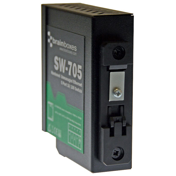Brainboxes SW705 Industrial Hardened 5 Port Switch DIN Rail
