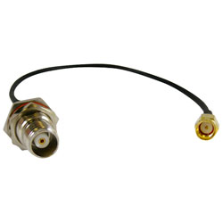 RF Solutions Cable Assy CBA-TNCF-SMAM TNC Female bulkhead-RG174-SMA Male 20cm