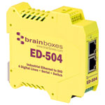 Brainboxes ED-504 Ethernet to 4 Digital IO & RS232/422/485 Serial Port & Switch