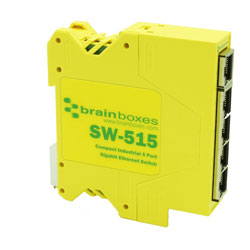 Brainboxes SW-515 Compact Industrial 5 Port Gigabit Ethernet Switch DIN Rail