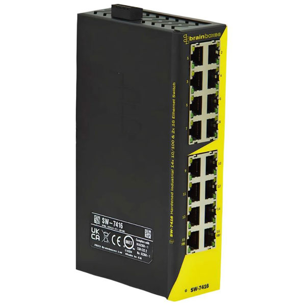Brainboxes SW-7416 Hardened Industrial 14x 10/100 & 2x 1G Ethernet...