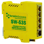 Brainboxes SW-535 Industrial 5 Port PoE+ Gigabit Ethernet Switch