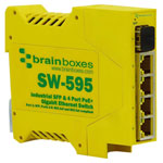 Brainboxes SW-595 Industrial 4 Port PoE+ Gigabit Ethernet Switch + SFP