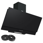 Baridi DH106 Angled Chimney Cooker Hood, Carbon Filter LED Lamp 90cm Black Glass