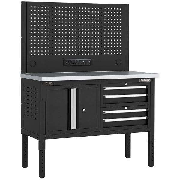 Sealey Racking Workbench Sealey APMWB50COMBO1SS Superline PRO® Modular Workbench with 4 Drawers ...