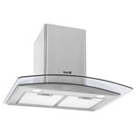 Baridi DH128 Curved Glass Cooker Hood Carbon Filter LED Lights 60cm Stainless