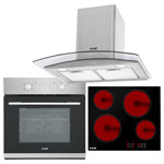 Baridi DH187 Integrated Ceramic 4 Zone Hob, Fan Oven & Curved Glass Cooker Hood