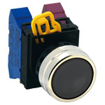 IDEC YW4B-M1B 22mm momentary operator Metal Finsh bezel Black button