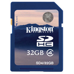 Kingston SD4/32GB 32GB SDHC Class 4 Flash Memory Card