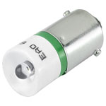 EAO 10-2524.3045 LED single T3 1/4 BA9s green 130V DC 2mA half-wave rect.