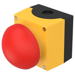 EAO 45-482.1810 Palm pushbutton red with plastic enclosure yellow maintained
