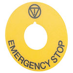 EAO 46-50J.1413 Emergency legend plate Ø 60 "EMERGENCY STOP"