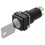 EAO 51-255.022D Keylock Sw 2 posn main SA 1NC+1NO ST/PT 18x18 gold/silver A 311