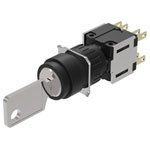 EAO 51-372.F22D Keylock Sw 3 posn main-0-main SPE 2NC+2NO ST/PT D 18 gold/silver