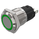EAO 82-4151.0133 16mm Indicator St.Steel flush Solder term. Ring Green 12VAC/DC