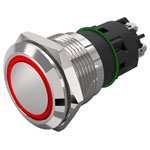 EAO 82-5152.1113 19 mm Illum. PB St.Steel Flush Screw Mom. Ag Ring Red 12VAC/DC