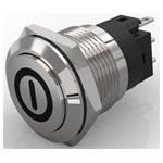 EAO 82-5161.1000.B001 19mm PButton St.Steel flush/raised Solder Mom. Ag Contacts