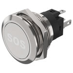 EAO 82-6151.1A54.B015 22mm Illum PB Symbol-SOS Solder Mom. White 24VDC LED