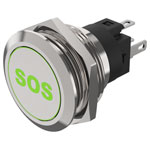 EAO 82-6151.1AA4.B015 22mm Illum PB Symbol-SOS Solder Mom. Red/Green 24VDC LED